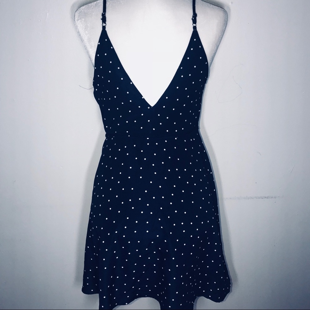 Lulu’s Jazzed Up Navy Blue Polka Dot Wrap Dress - Picture 6 of 8